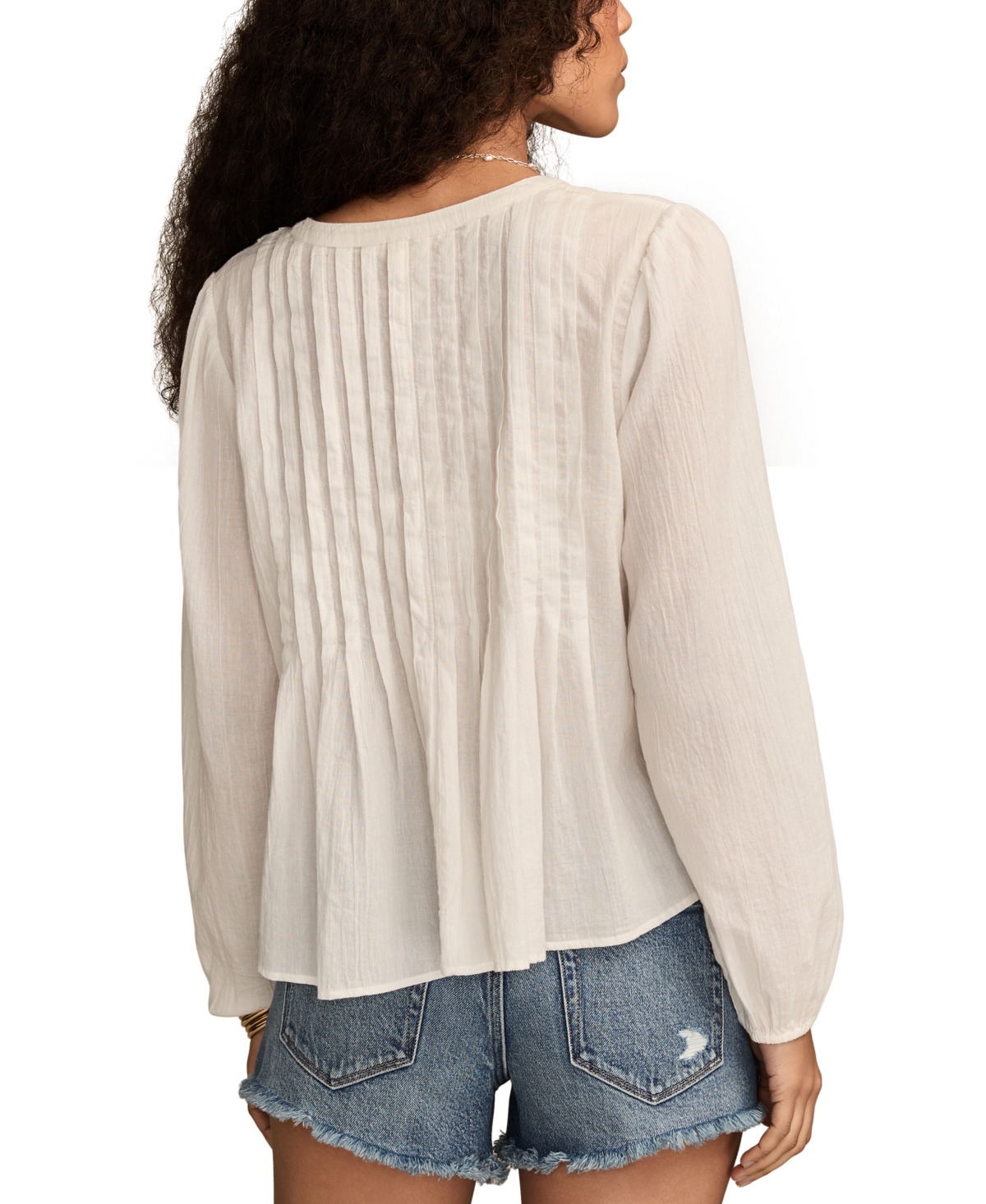 Lucky Brand Ruffle Tie Front Top In Neutral