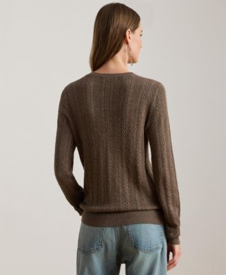 Women's Long Sleeves Pointelle-Knit Sweater