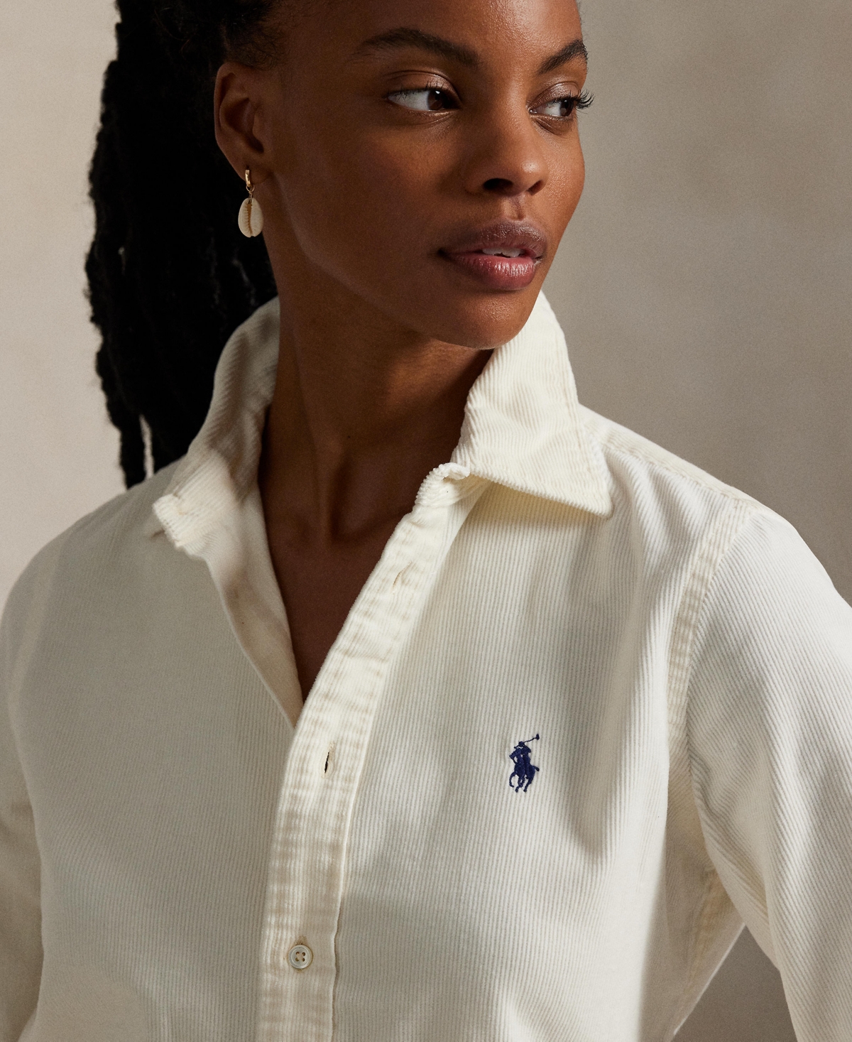 Polo Ralph Lauren Classic Fit Cotton Corduroy Button-up Shirt In White