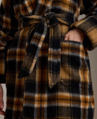 Women's Plaid Shawl Collar Wrap Jacket