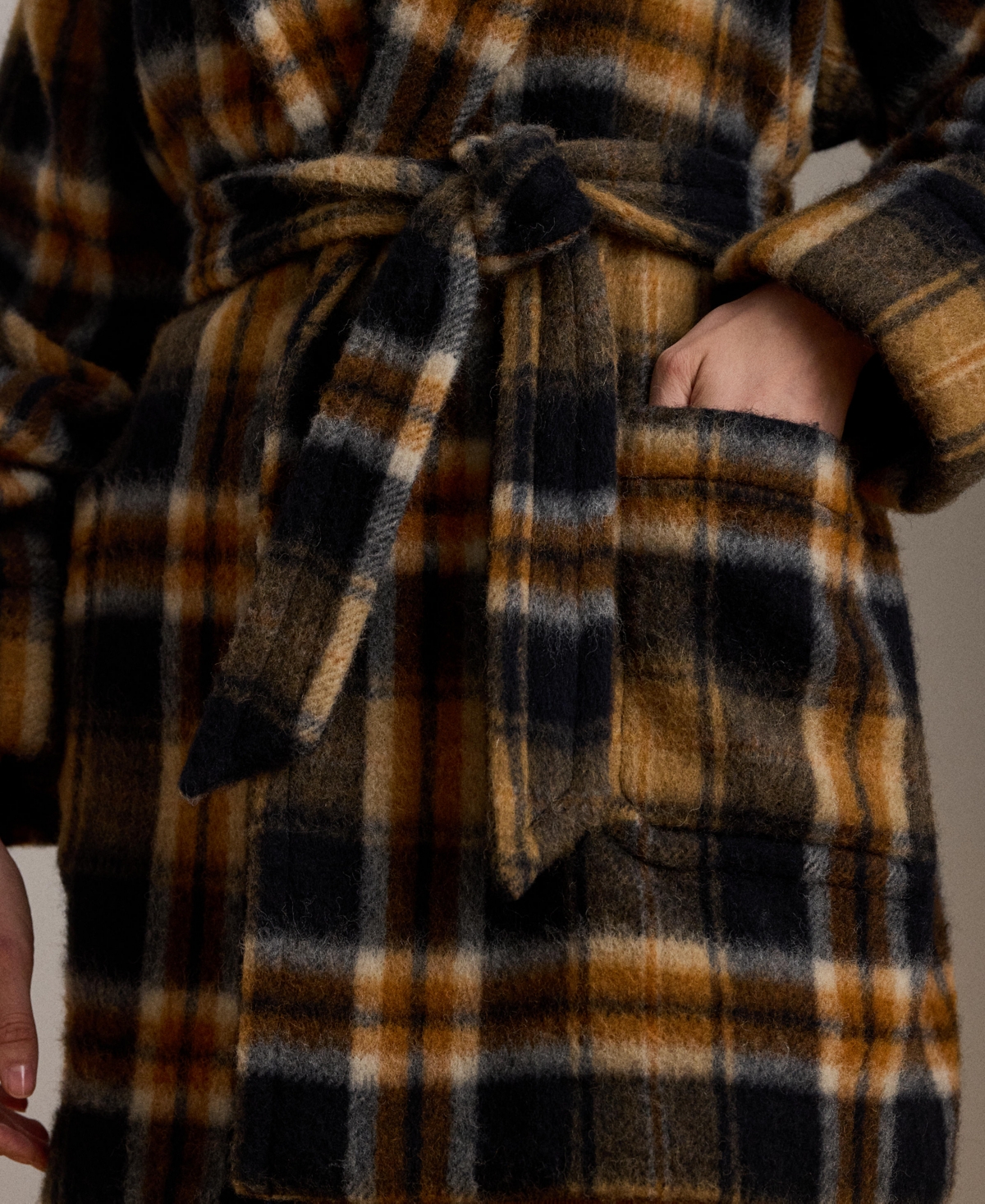 Lauren Ralph Women's Plaid Shawl Collar Wrap Jacket