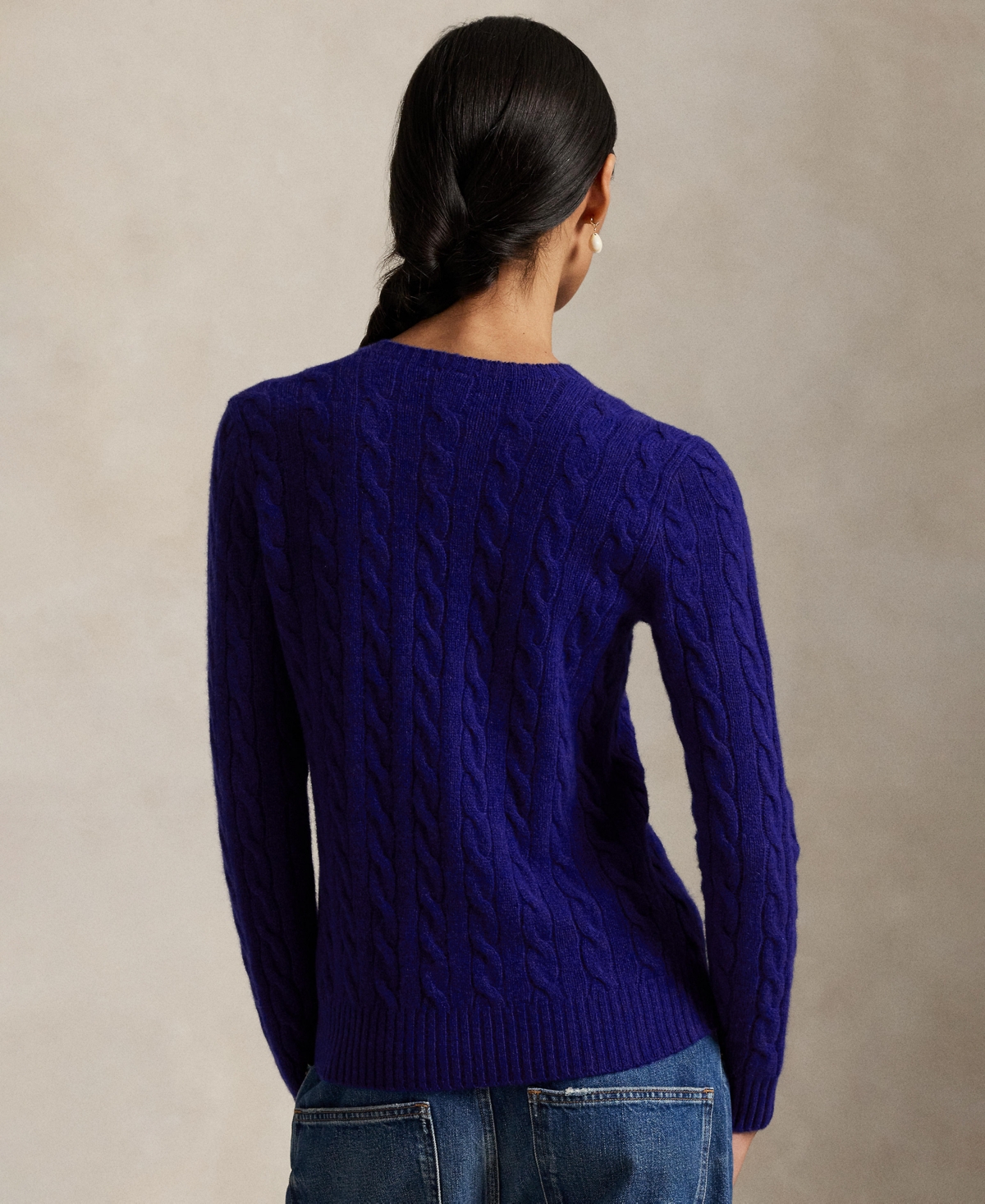 Polo Ralph Lauren All-over Cable Knit Cashmere Blend Sweater In Blue