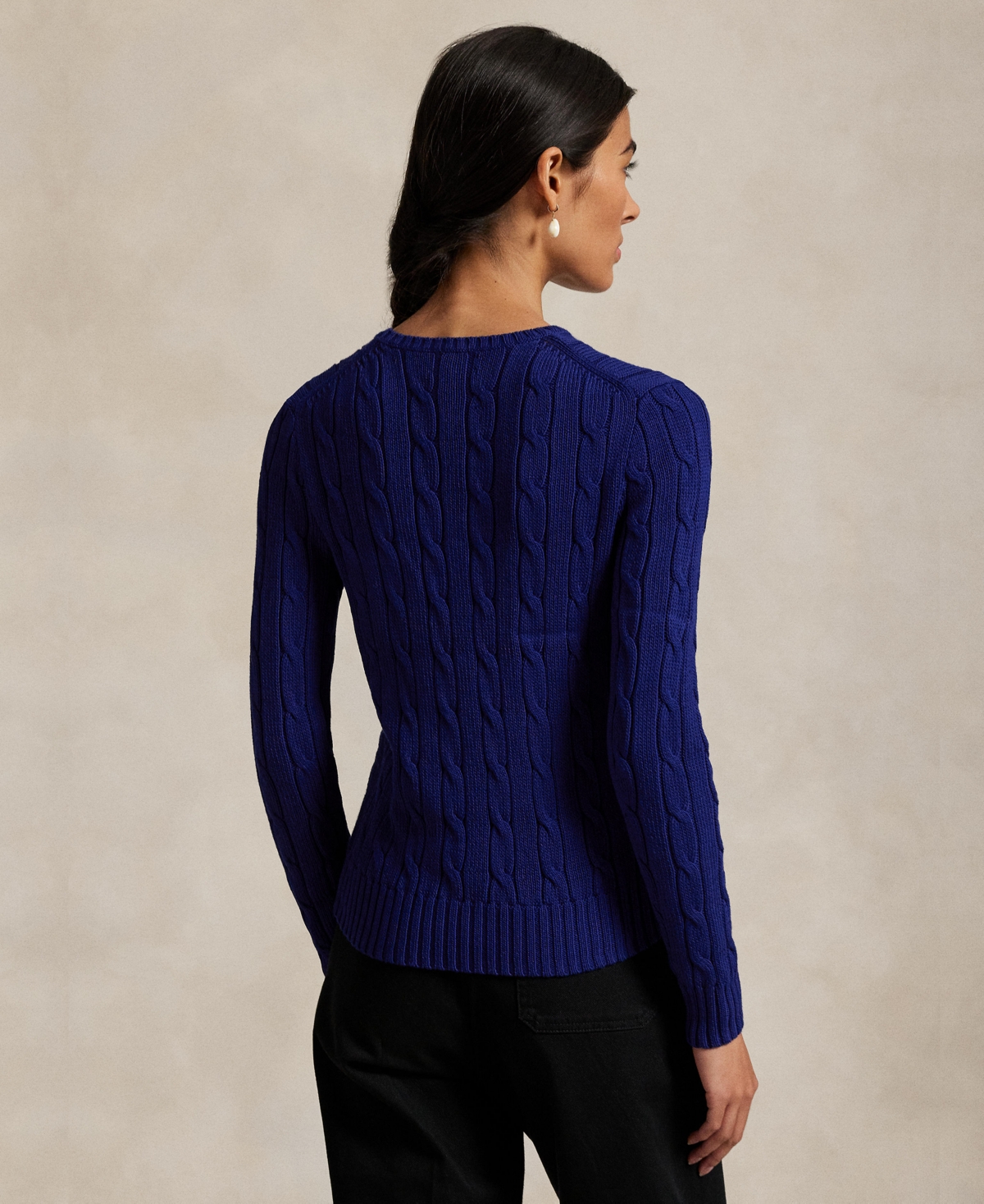 Polo Ralph Lauren Women's Cable-knit Cotton Crewneck Sweater In Blue