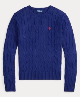 Women's Cable-Knit Cotton Crewneck Sweater