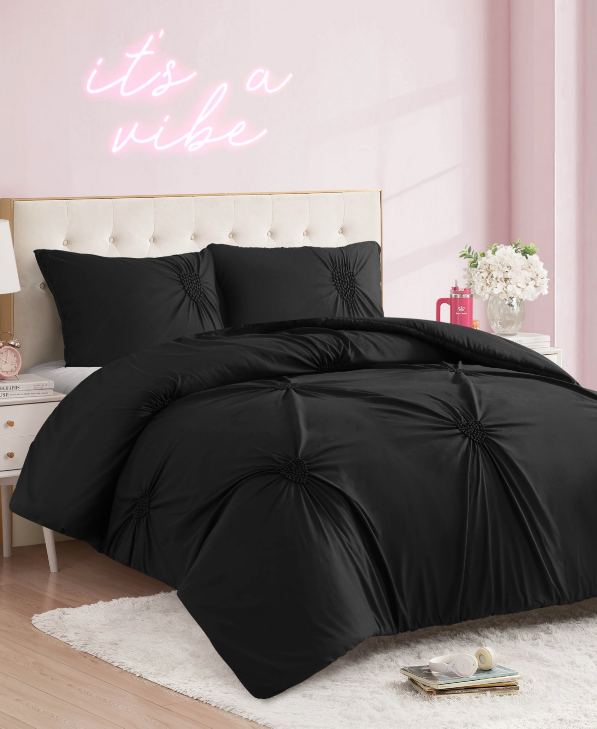 Juicy Couture Amora Gathered Heart 3-Pc. Comforter Set