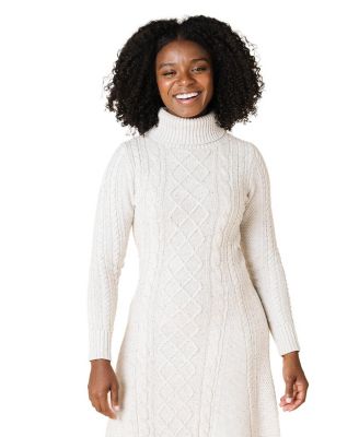 Women's Organic Long Sleeve Turtleneck Cable Sweater Dress