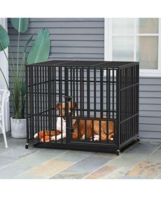Chew-resistant Heavy Duty Metal Dog Cage Kennel Pet Crate with Wheels