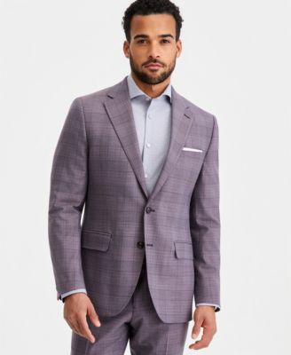 Men's Modern-Fit Purple Plaid Suit Separates