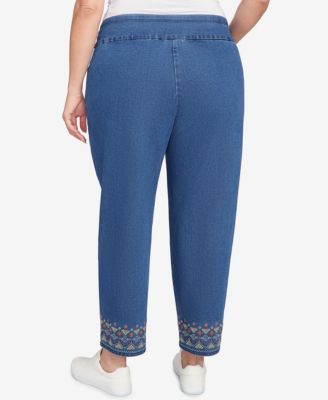 Plus Size Sunset Canyon Super Stretch Geometric Denim Ankle Jeans