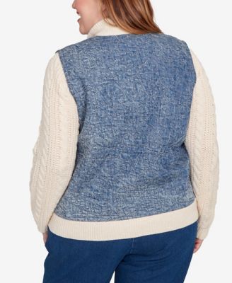 Plus Size Sunset Canyon Sweater Ribbed Quilted Jacket