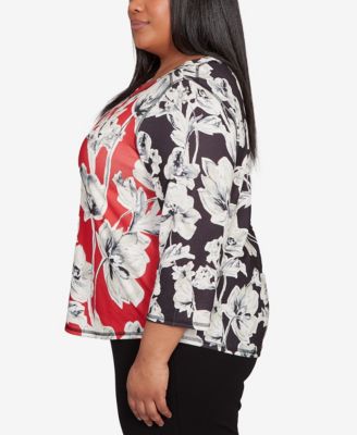 Plus Size Jet Setter Dynamic Floral Vintage Watercolor Top