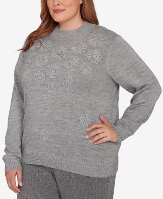 Plus Size Jet Setter Floral Soutache Embroidered Sweater