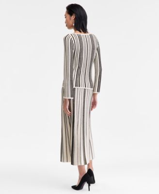 Women's Metallic Stripe Boat-Neck Sweater, Macy's Exclusive