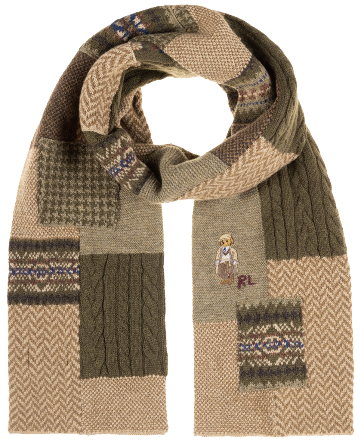 Polo Ralph Lauren Men's Charles Bear Patchwork Scarf