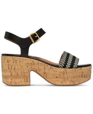 Women's Plattforms V-Weave Heeled Ankle-Strap Sandals