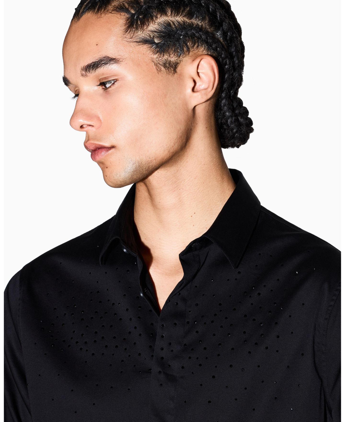 Мужская рубашка A|X Armani Exchange Night Lab Embellished Woven, цвет: Чёрный — фото 4