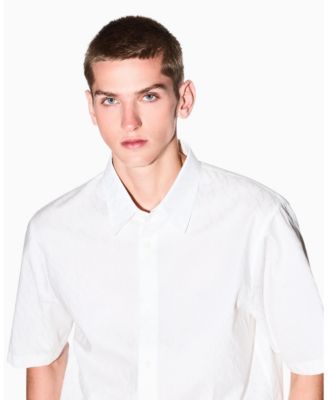 Men's Short Sleeve Cotton Jacquard Allover Logo Woven Shirt