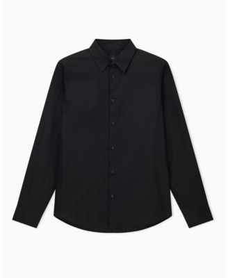 Men's Regular-Fit Cotton Jacquard Allover Logo Shirt