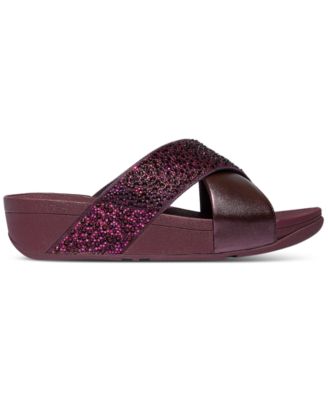 Women's Lulu Embellished Metallic Crisscross Slide Sandals