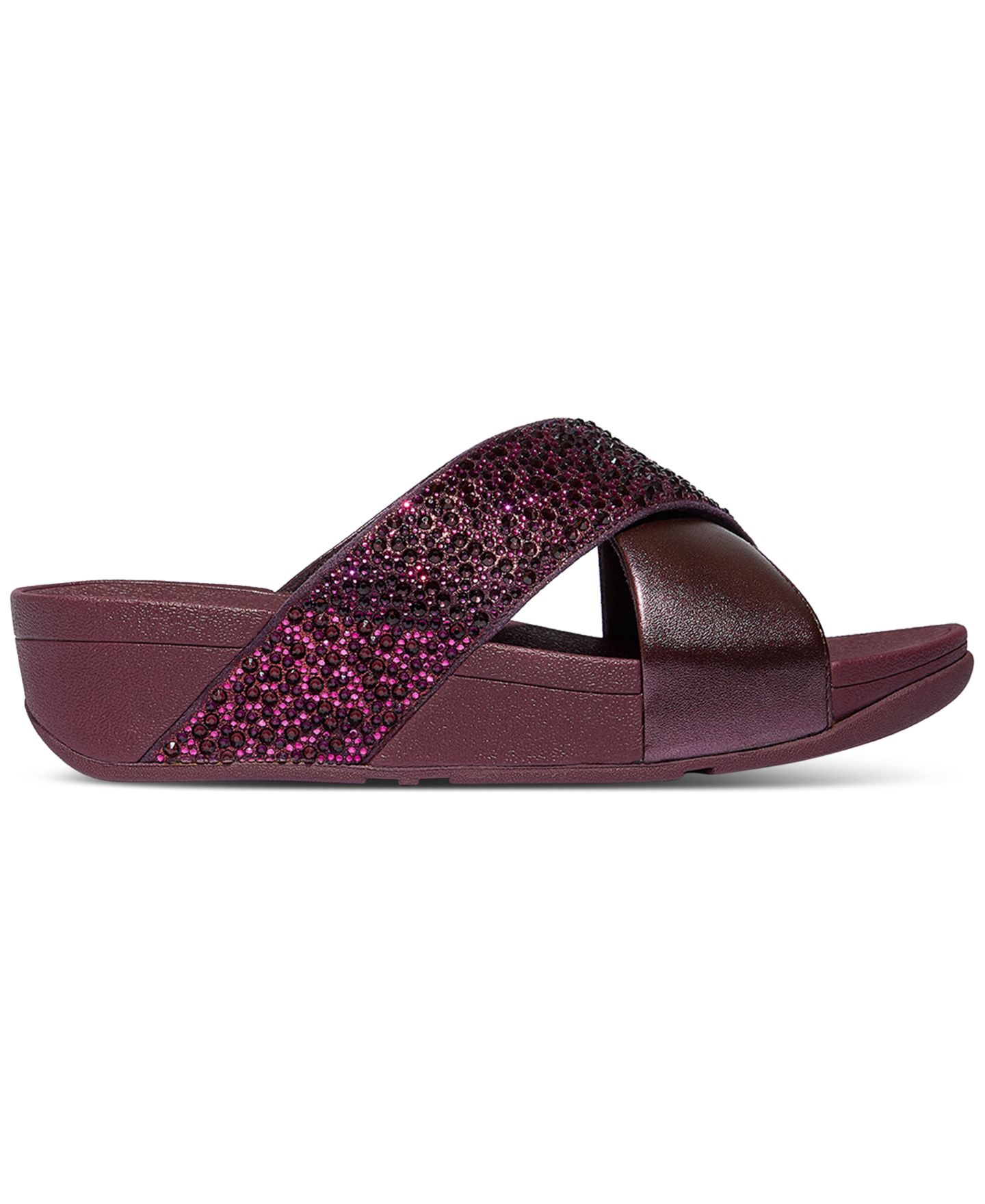 Женские сандалии FitFlop Lulu Embellished Metallic Crisscross Slide, цвет: Металлик — фото 2