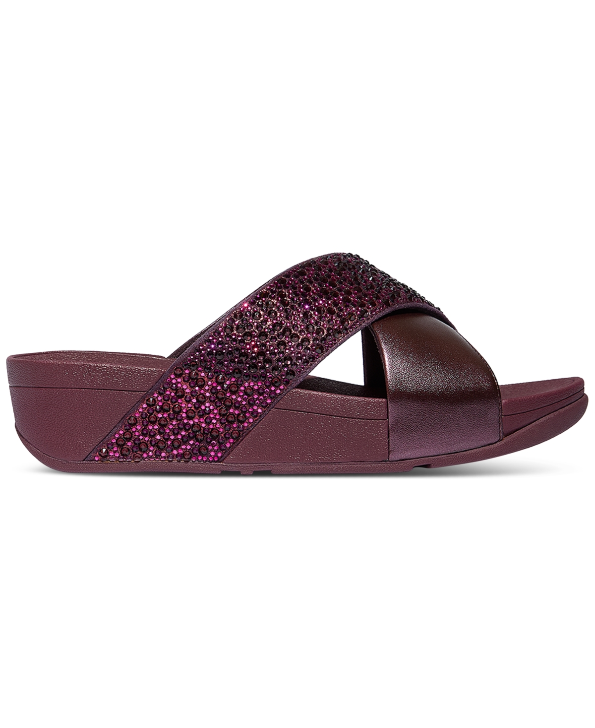 Fitflop Lulu Crystal Embellished Slide Sandal In Burgundy