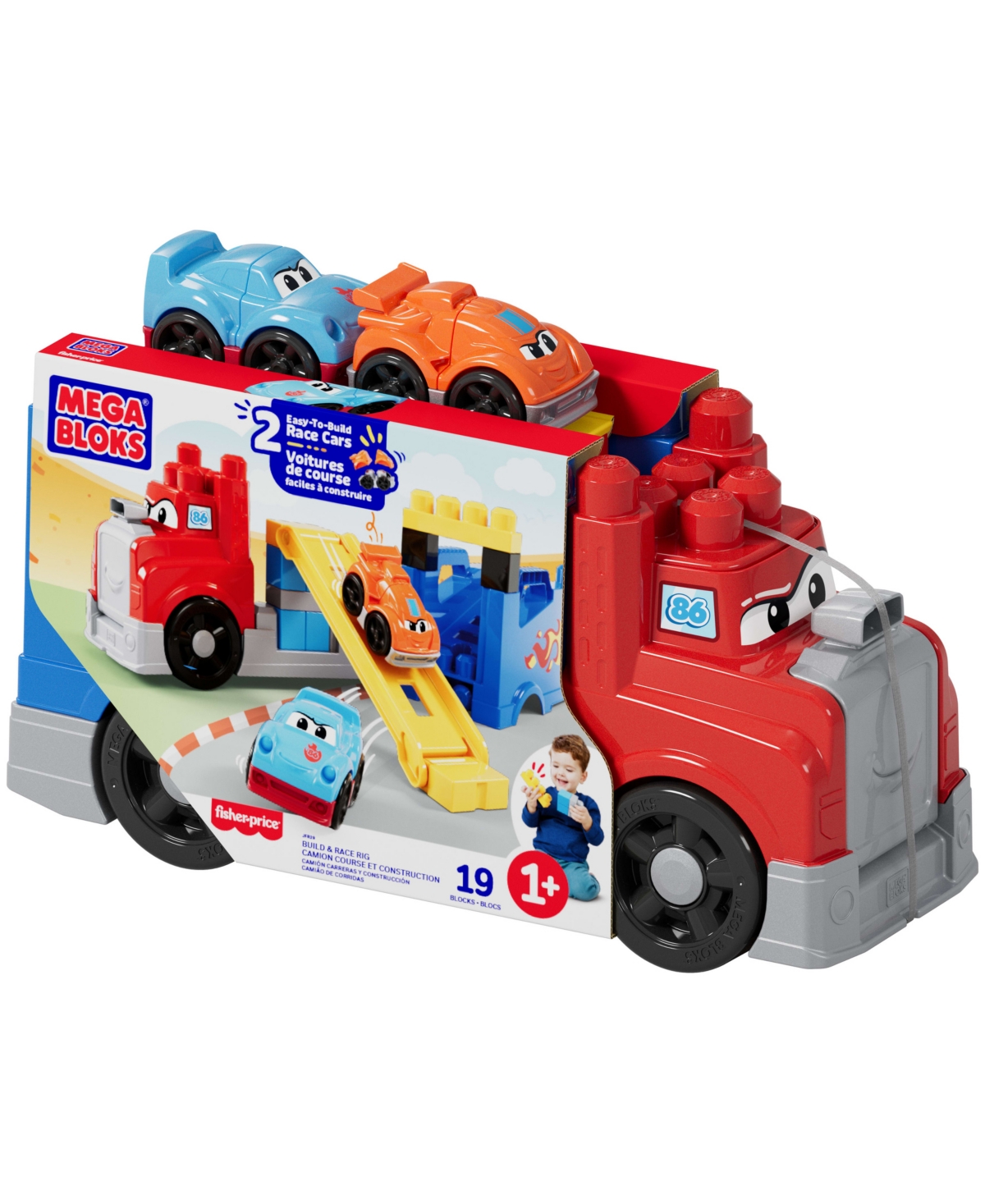 Mega Bloks First Builders Build And Race Rig Toy Blocks, 19 Pieces In Blue