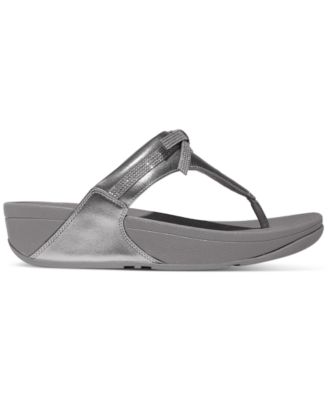 Women's Lulu Glitz-Bow Leather Toe-Post Sandals