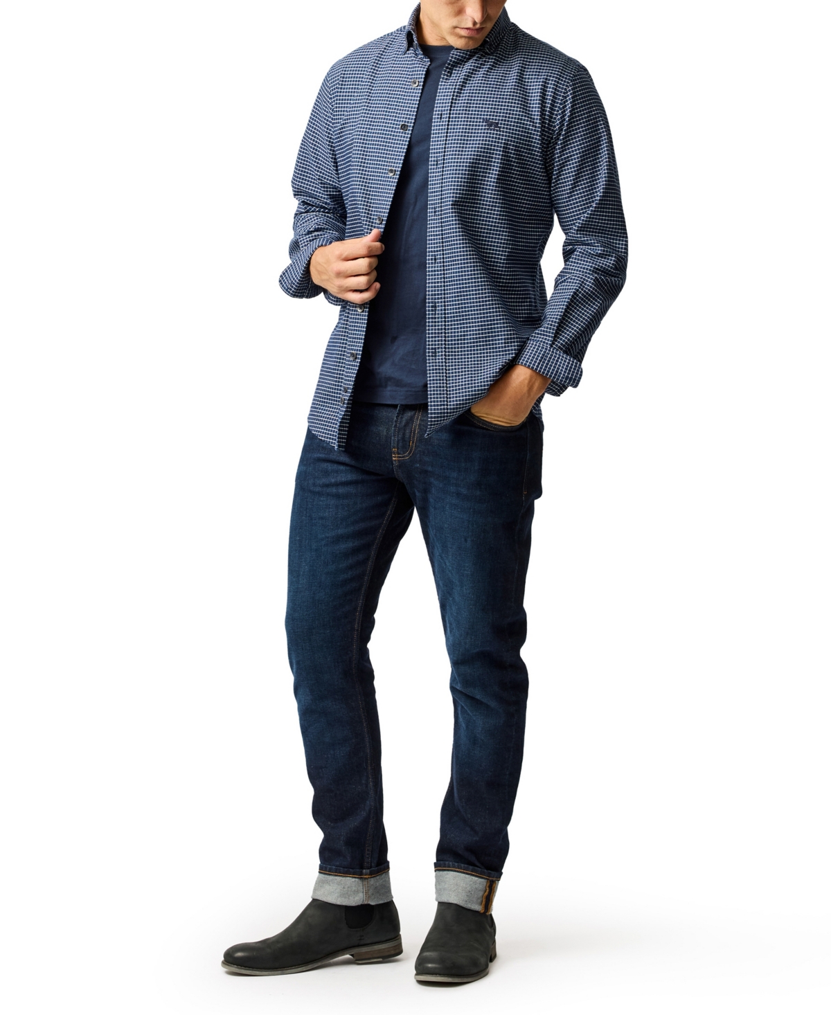 Rodd & Gunn Men's Gunn Check Oxford 5 Long Sleeve Sports Fit Shirt In Blue