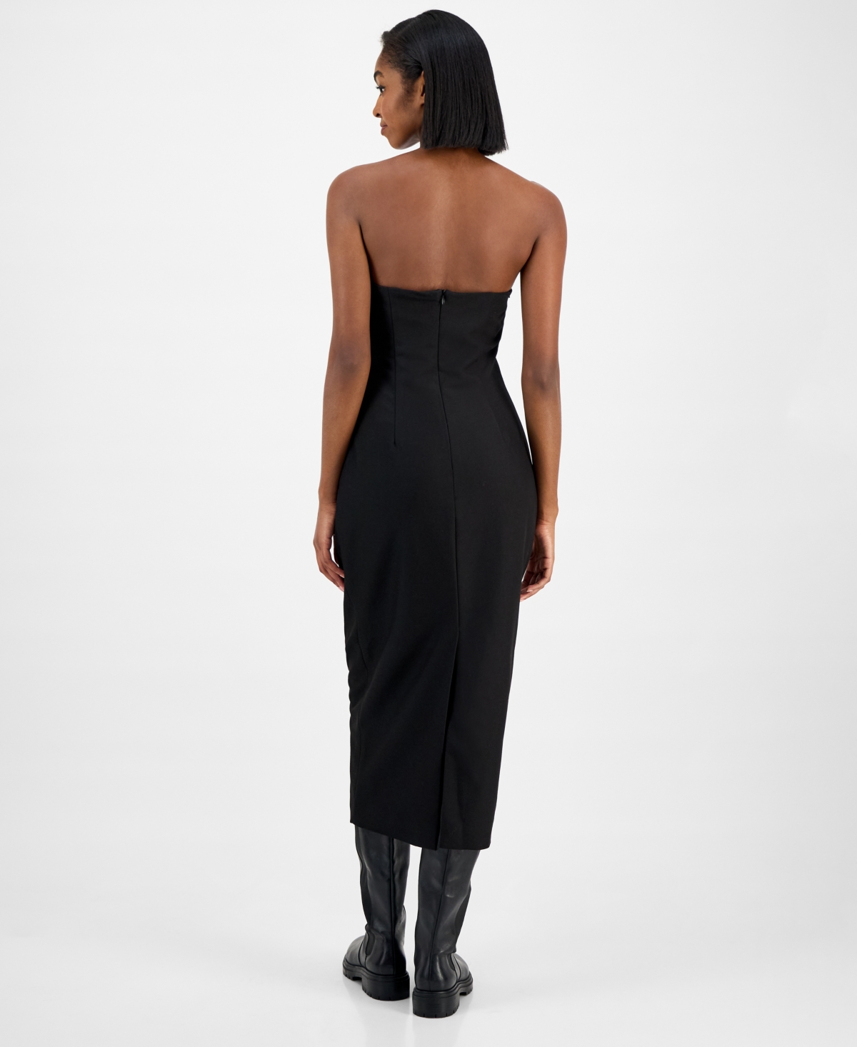 Bar Iii Women's Belted Strapless Midi Dress, Macy's Exclusive
