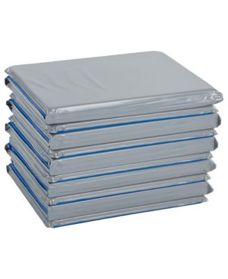 RestZone Everyday Folding Rest Mat, 3-Section, 1in, Blue/Grey, 5-Pack