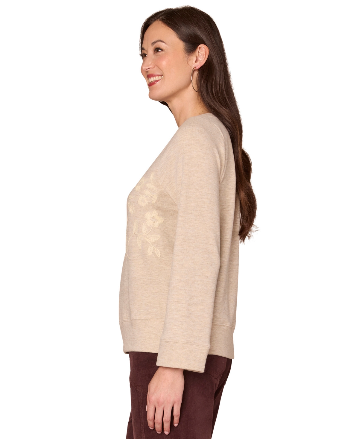 Democracy Petite Bell Sleeve Boat Neck Top In Neutral