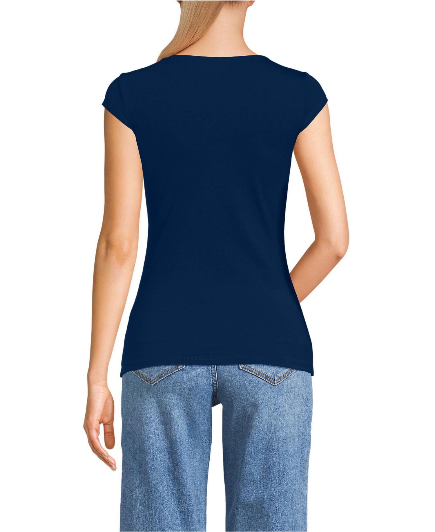 Women's Cap Sleeve Tugless Double Layer Sweetheart Knit Top