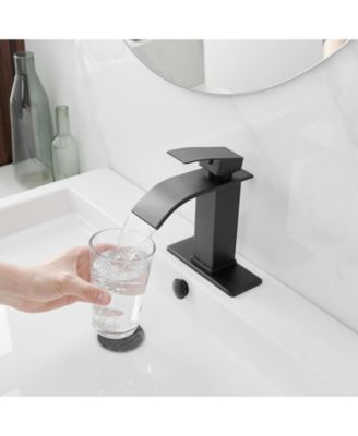 Waterfall Single Handle Single Hole Low-Arc Bathroom Faucet Bathroom Drip-Free Vanity Sink Faucet in Brushed Nickel