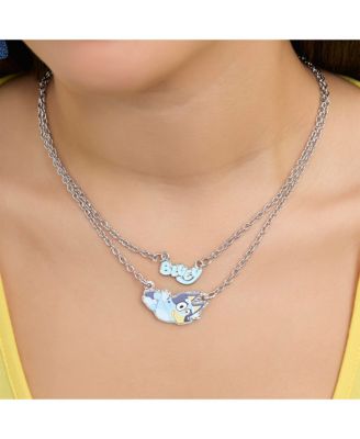 Double Layer Pendant Necklace with Bluey Nameplate and Character Charm