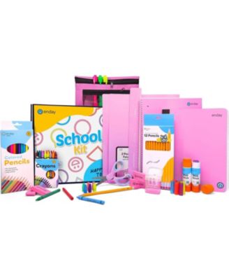 School Supplies Kit for Grades K–5 – 71 Items: Composition Notebook Subject Notebook, Pencils, Folders Colored Pencils, Crayons, Scissors, Glue & More