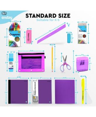 School Supplies Kit for Grades K–5 – 71 Items: Composition Notebook Subject Notebook, Pencils, Folders Colored Pencils, Crayons, Scissors, Glue & More