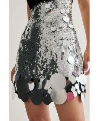 Women's Sequin Disc Hem Sleeveless Mini Dress