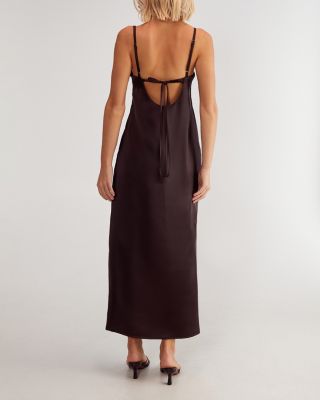 Women's Satin Square Neck Maxi Slip Dress