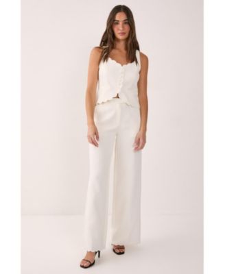 Women's Embroidered Tailored Wide Leg Pants