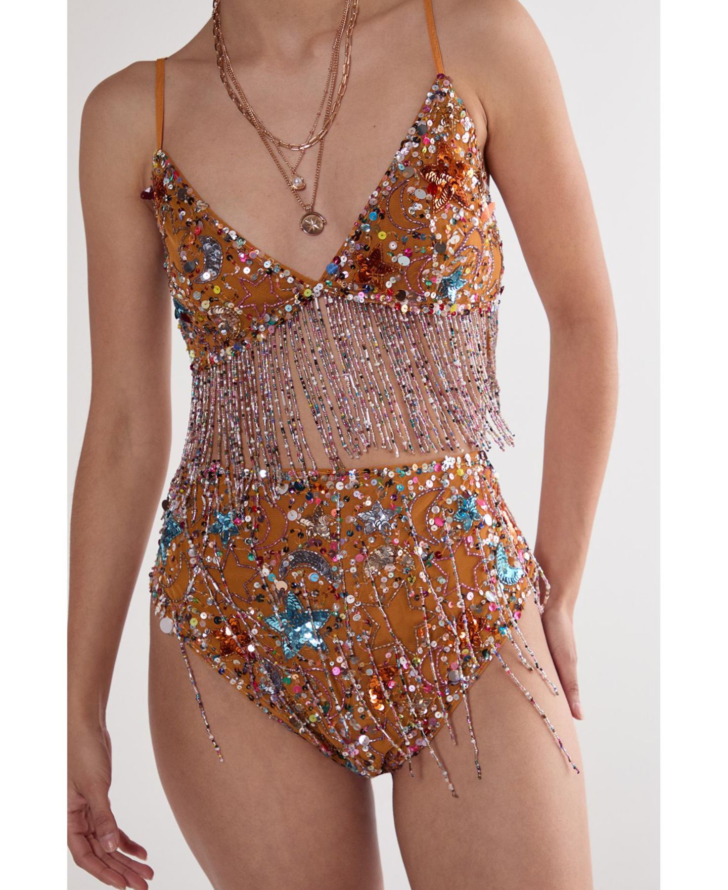Женские шорты Nasty Gal Star Embellished Tassel Booty, цвет: Оранжевый — фото 5