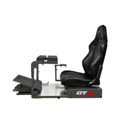 GTA-Pro Racing Cockpit – Dual-Use Sim Rig Workstation Black Red Seat, Direct Drive Compatible, Upgradable, Fits Users 32"–7' Tall