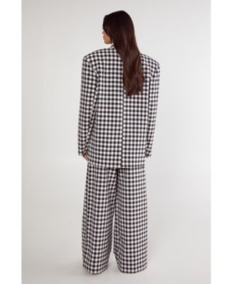 Women's Gingham Tailored Wide Leg Pants
