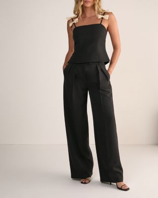 Women's Contrast Bow Tailored Top