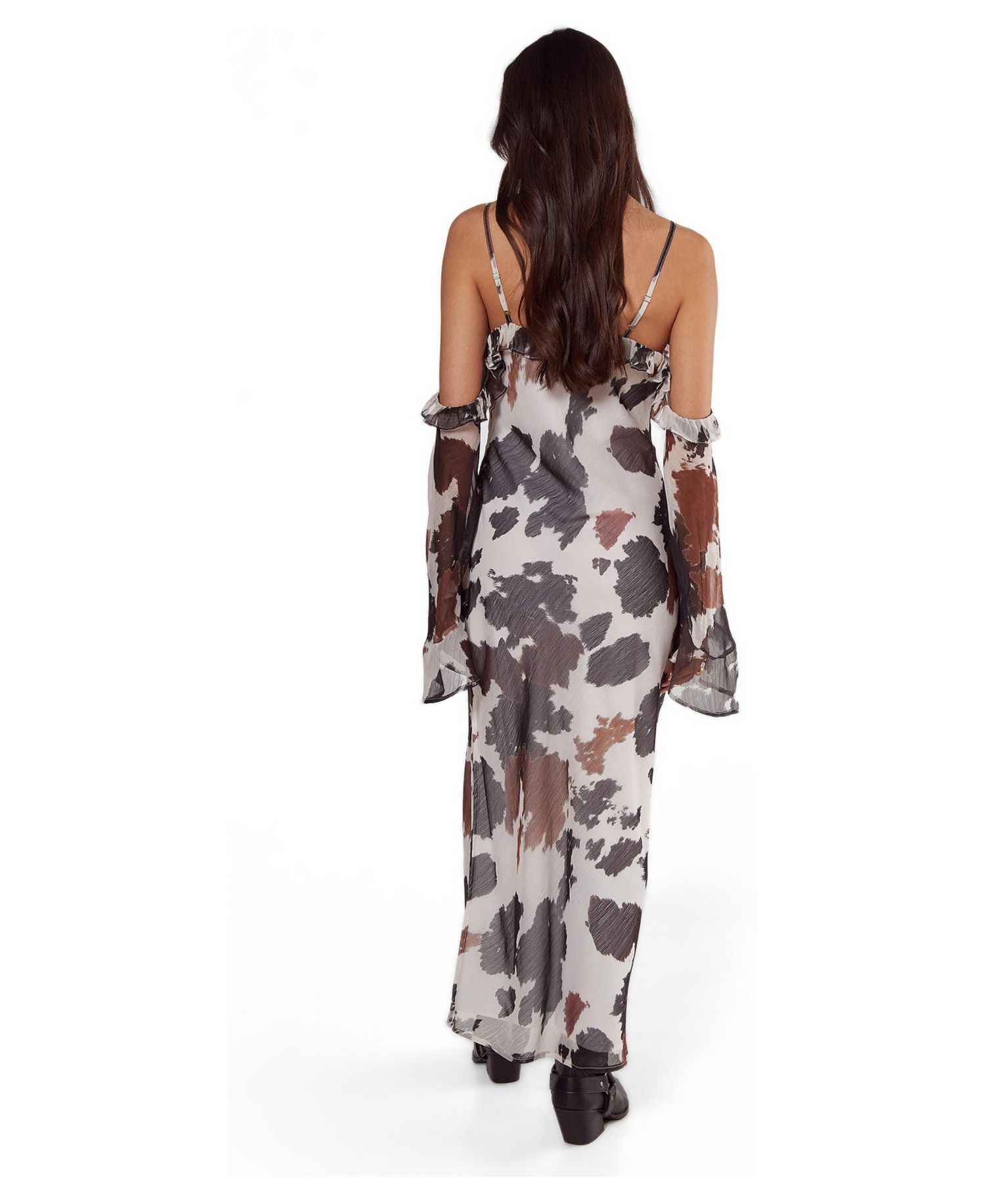 Women's Cold Shoulder Bias Cut Split Maxi Dress