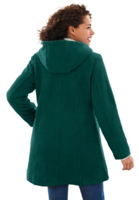 Women's Within Double-Breasted Hooded Fleece Peacoat