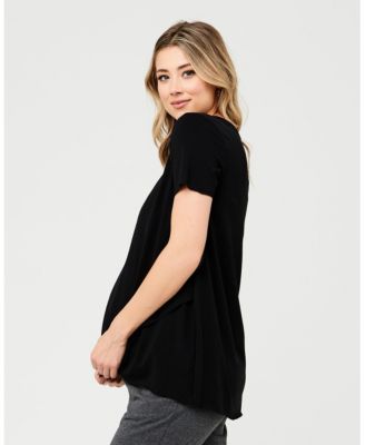 Maternity Raw Edge Nursing Short Sleeve Top