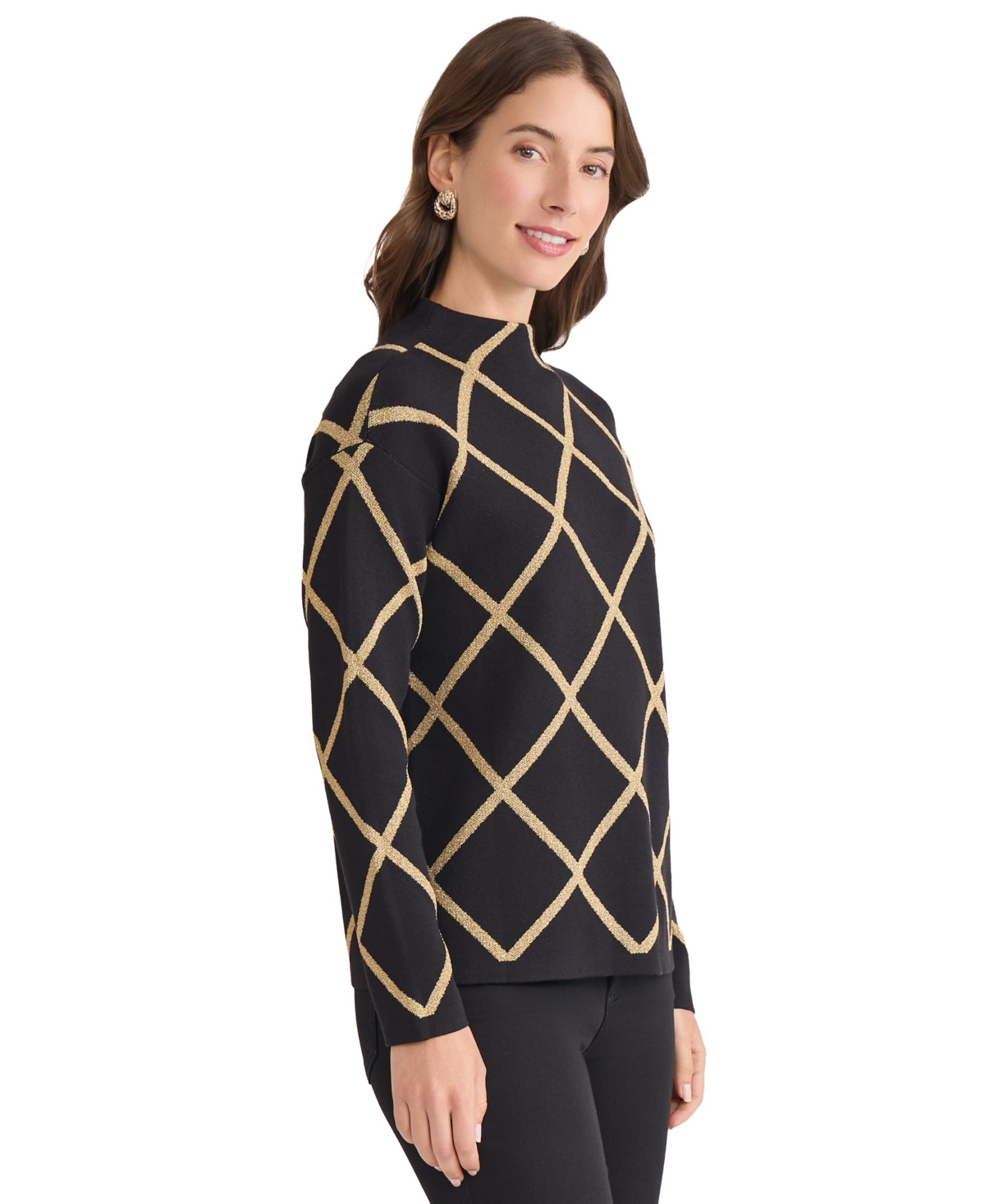 Jones New York Women's Mock Neck Sweater In Black