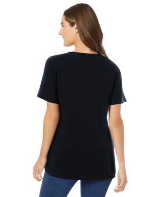 Women's Plus Size Perfect Short-Sleeve V-Neck Tunic Top