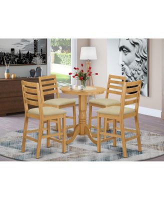 EDCF5-OAK-C 5 Pc Dining counter height set - high top Table and 4 counter height Dining chair.