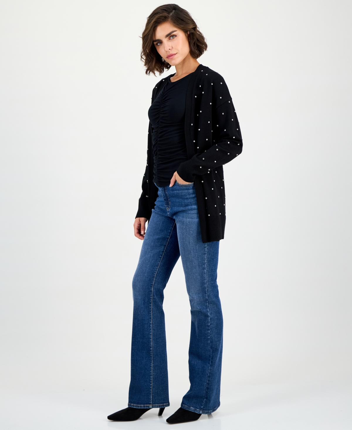 I.n.c. International Concepts Women's Allover Embellished Cardigan Sweater, Macy's Exclusive